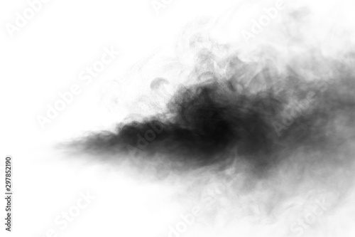Jet of smoke on a light background. Selective focus