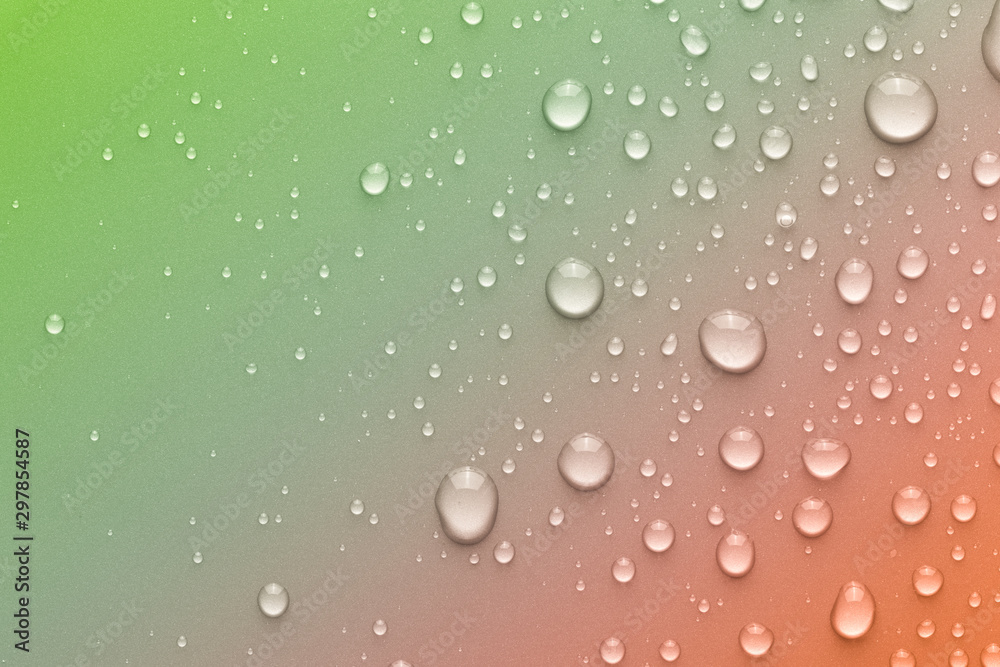 Drops of water on a color background