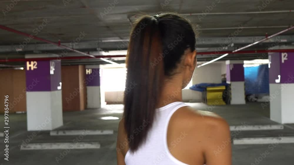 Cute Asian teen does 360 degree posing as audition for a modeling profile, face medium shot Stock-Video | Adobe Stock