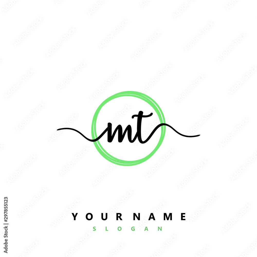 MT Initial handwriting logo vector MT Initial handwriting logo vector
