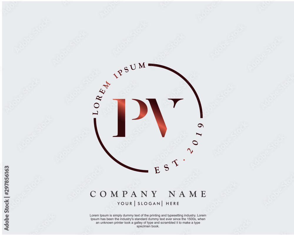 Initial letter PV beauty handwriting logo vector Stock Vector | Adobe Stock