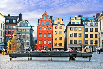 Keuken achterwand Stockholm Kleurrijke huizen Stortorget plein Stockholm  © Freesurf