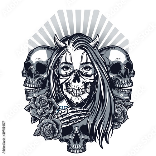 Vintage chicano style tattoo concept