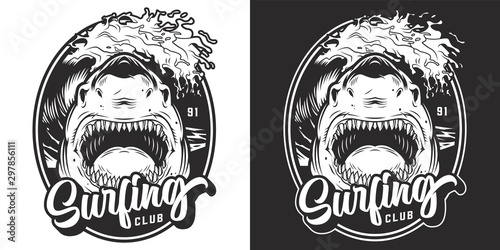 Photography Monochrome summer surfing club label
