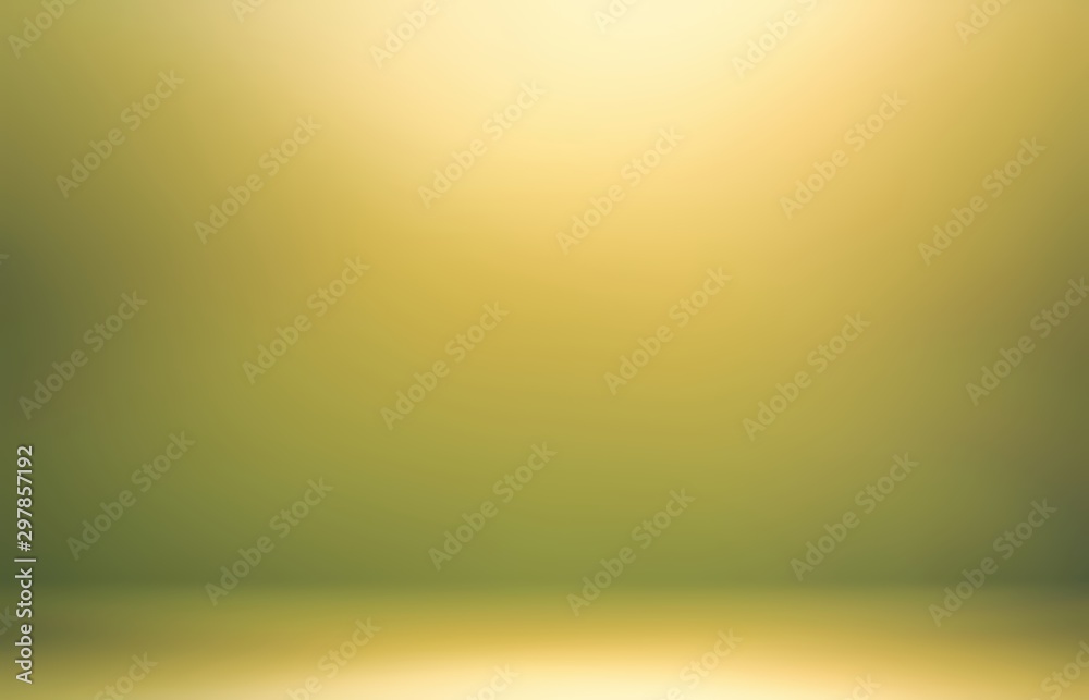 Yellow shine in green room abstract 3d. Nature tints background. - obrazy, fototapety, plakaty 