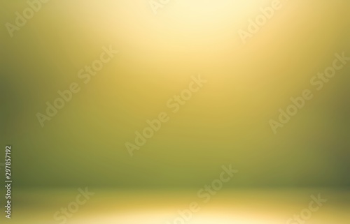 Yellow shine in green room abstract 3d. Nature tints background.