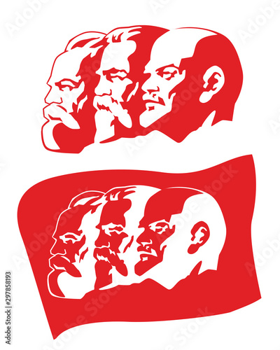 Lenin, Marx, Engels communist leaders. Vector image