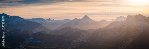 Berge Winter - Sonnenuntergang Alpen Panorama