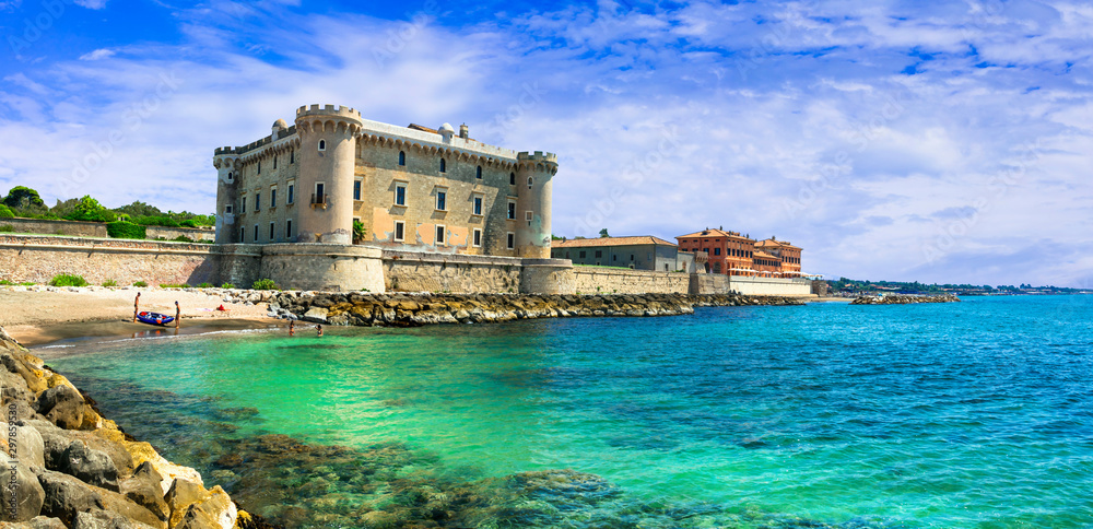 Castles of Italy - medieval Castello Palo Odescalchi and the beach in Ladispoli.