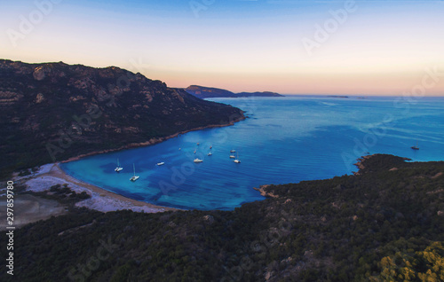 Vue aérienne de la Plage de Porto Novo en Corse