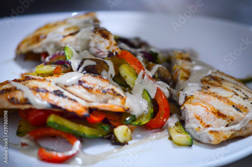grilled meat & vegetables with fresh ingredients