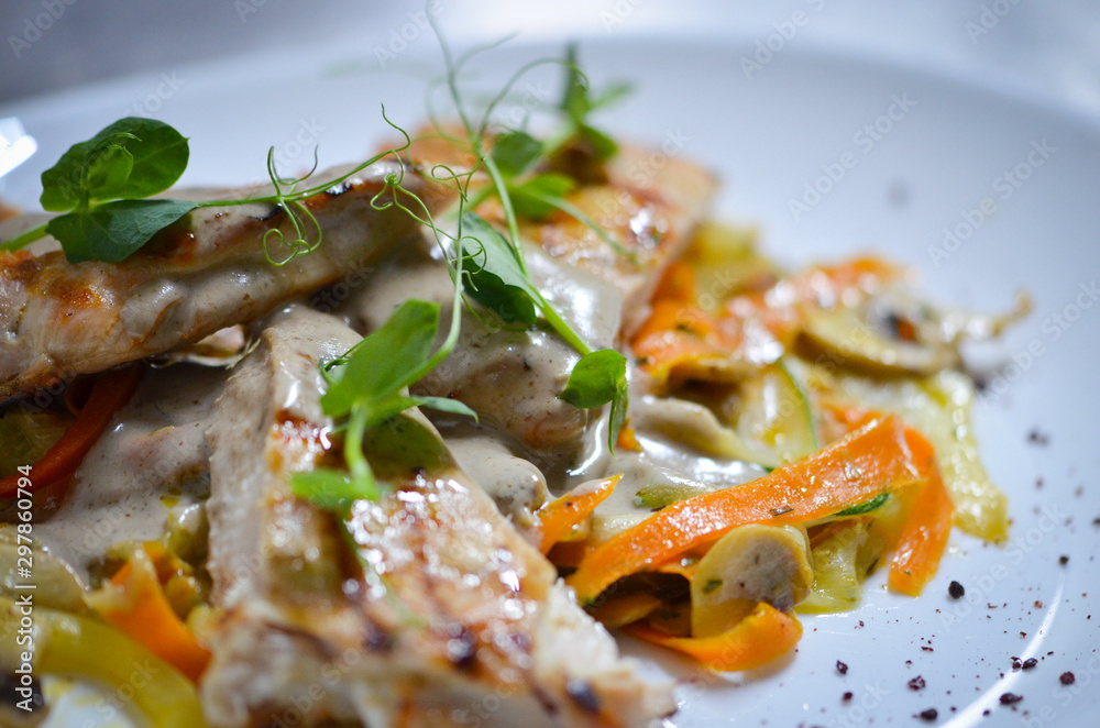 grilled meat & vegetables with fresh ingredients grilled meat & vegetables with fresh ingredients