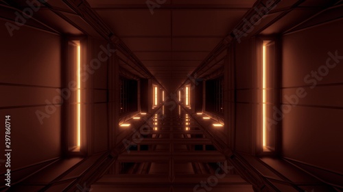 clean futuristic scifi tunnel corridor with nice reflections 3d rendering background wallpaper