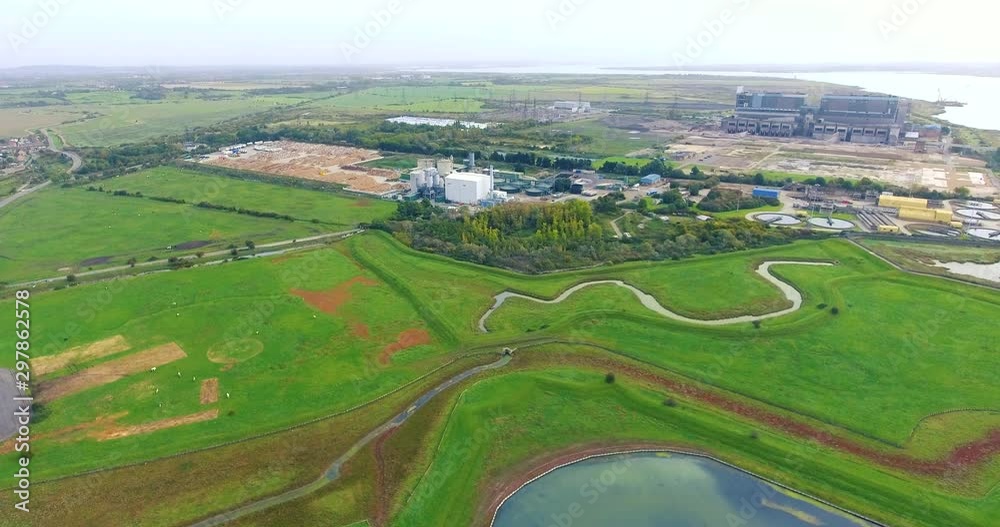 Tilbury Power station one week after it was demolished showing the local countryside and an improved skyline.