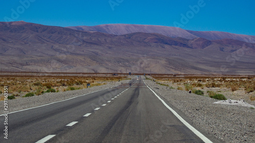 Log Desert road to mountains
