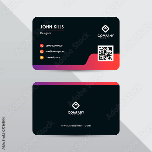 Modern business card design template. Red and orange color element clean composition.