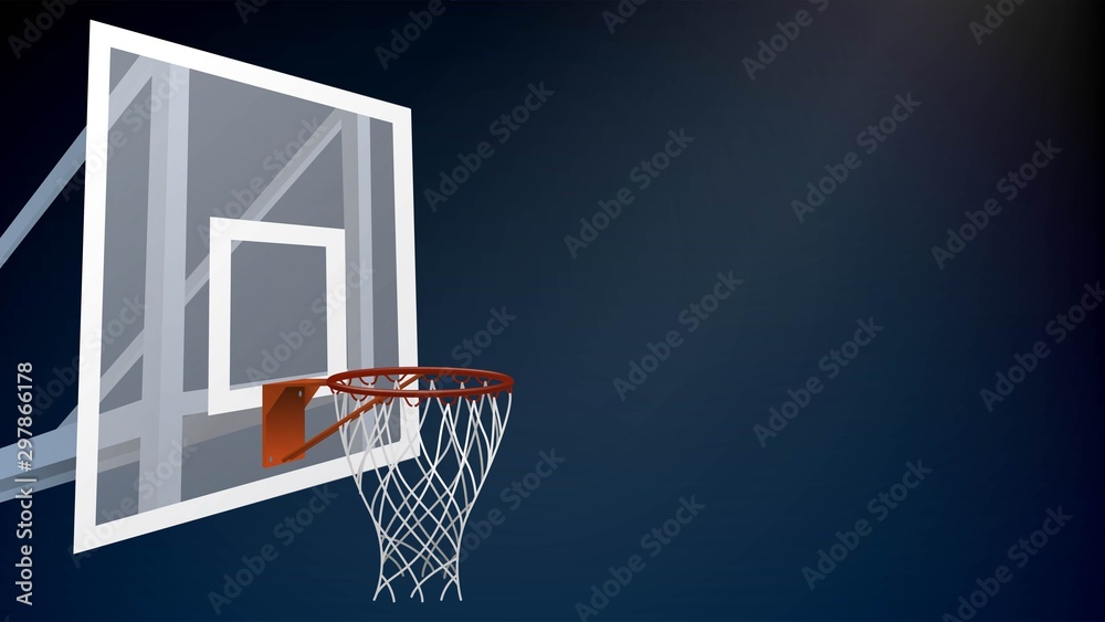 Basketball basket on a dark background, basketball championship, sports equipment