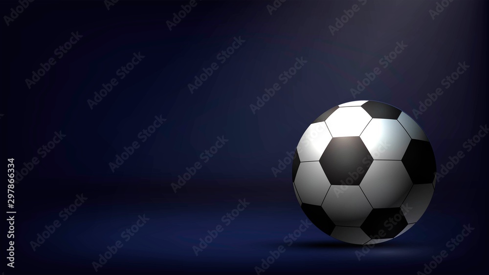 Naklejka premium Soccer ball on a dark background, football and sports, sports equipment