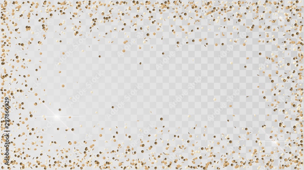 Poured golden confetti on a transparent background, a frame of gold confetti, decoration, rain of coins Poured golden confetti on a transparent background, a frame of gold confetti, decoration, rain of coins