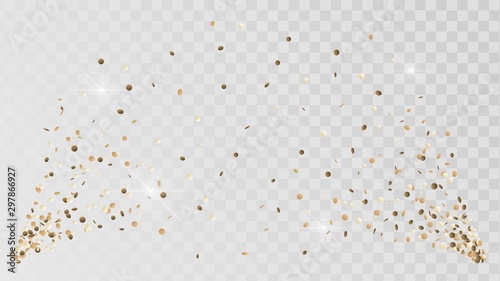 Vászonkép Shot of golden confetti crackers on a transparent background, celebration and ce