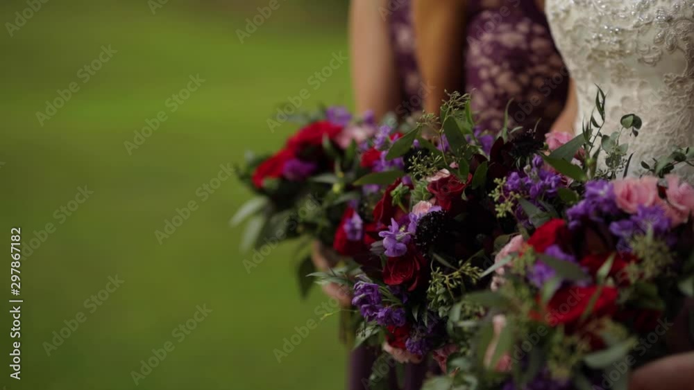 Slow Motion Beautiful Bridal Party Bouquets Slow Motion Beautiful Bridal Party Bouquets