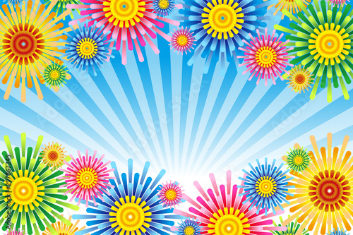 #Background #wallpaper #Vector #Illustration #design #clip_art #art #free #free_size  ベクターイラスト背景壁紙,カラフル,集中線,効果線,放射状,お花,フラワー,無料素材,フリーサイズ,