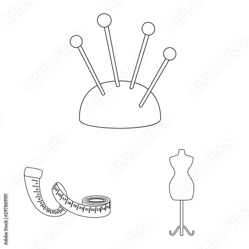 Isolated object of fashion and tailoring sign. Collection of fashion and textile stock symbol for web.