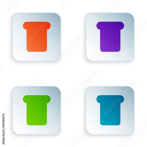 Color Bread toast for sandwich piece of roasted crouton icon isolated on white background. Lunch, dinner, breakfast snack. Set icons in colorful square buttons. Vector Illustration