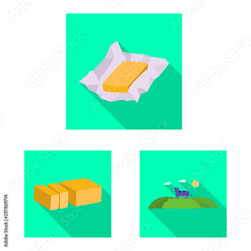 Isolated object of creamy and product sign. Set of creamy and farm vector icon for stock.