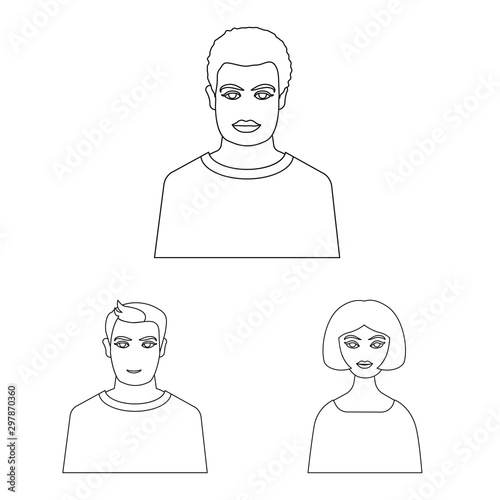 Vector illustration of character and avatar icon. Set of character and person vector icon for stock.