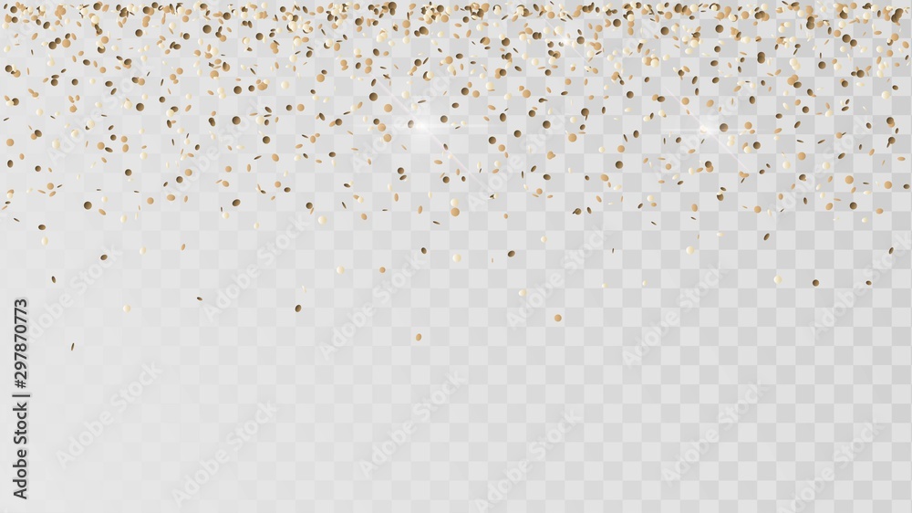 Falling golden confetti on a transparent background, celebration and festival, gold decoration, rain of coins - obrazy, fototapety, plakaty 