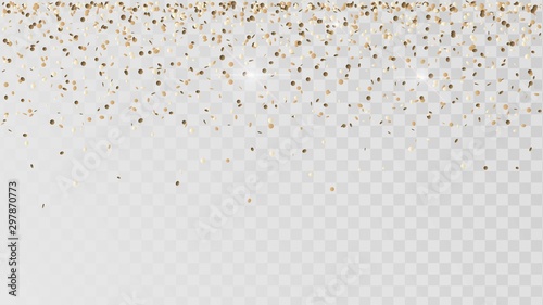 Falling golden confetti on a transparent background, celebration and festival, gold decoration, rain of coins