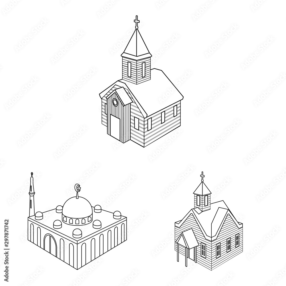 Vector design of architecture and building logo. Collection of architecture and clergy stock symbol for web.