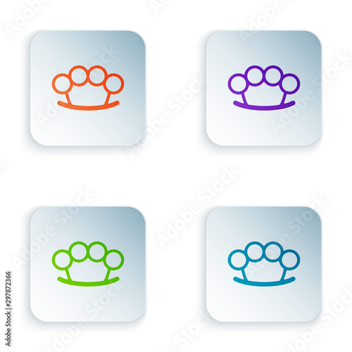 Color Brass knuckles icon isolated on white background. Set icons in colorful square buttons. Vector Illustration