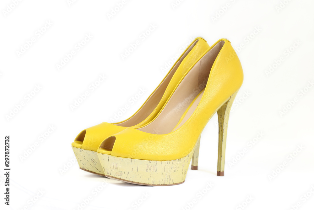 pirrie high heel in clear yellow & blue