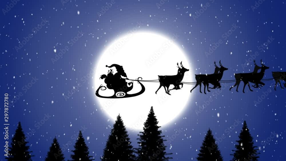Santa Claus in sleigh pulled by reindeers Santa Claus in sleigh pulled by reindeers