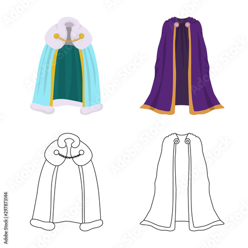 Isolated object of material and clothing icon. Collection of material and garment vector icon for stock.