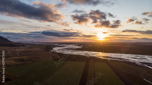 sunset over cabin in iceland