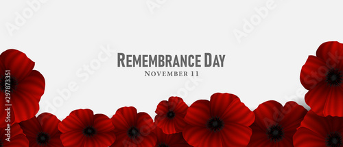 November 11, Remembrance day, A poppy flower design Billboard, Poster, Social Media template vector Illustration