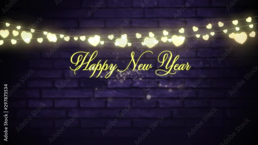 Happy New Year with a glowing string of fairy lights