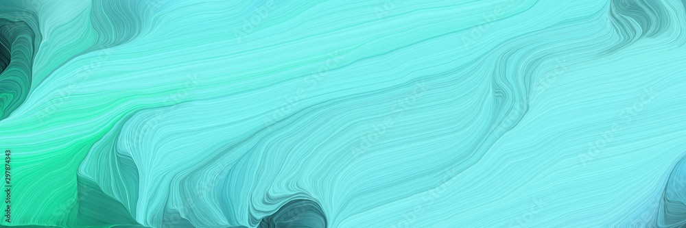 Plakat futurystyczne faliste linie prędkości ruchu tło lub tło w kolorach błękitnym, morskim i jasnozielonym. marzycielska cyfrowa sztuka abstrakcyjna