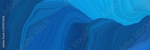 futuristic concept of curved motion speed lines with strong blue, dodger blue and midnight blue colors. good as background or backdrop wallpaper © Eigens