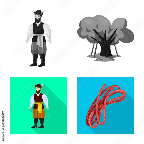 Vector design of traditional and tour symbol. Set of traditional and landmarks stock vector illustration.