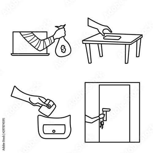 Vector illustration of thug and robbery symbol. Collection of thug and fraud stock vector illustration.