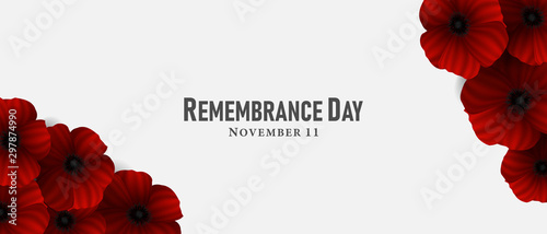November 11, Remembrance day, A poppy flower design Billboard, Poster, Social Media template vector Illustration photo
