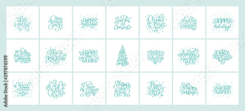Merry Christmas calligraphy quotes. Happy New Year 2020.