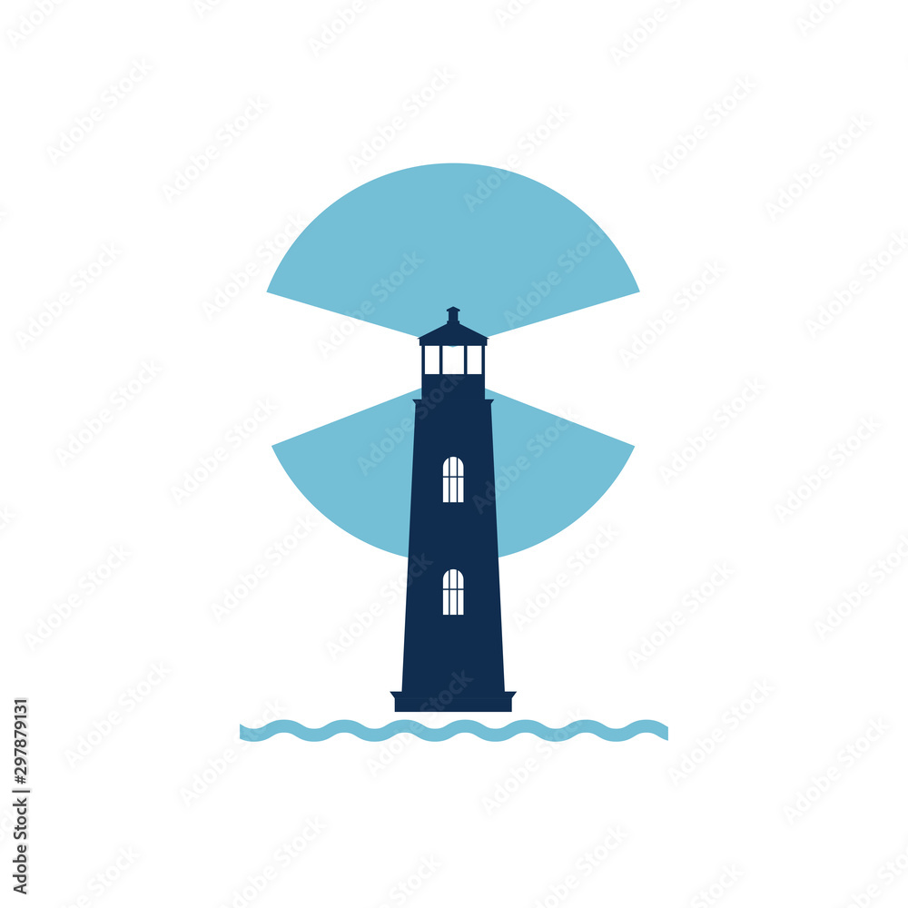 Lighthouse. Logo. Vector flat image.
