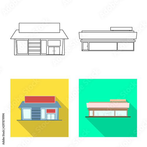 Isolated object of boutique and construction sign. Set of boutique and cityscape vector icon for stock.