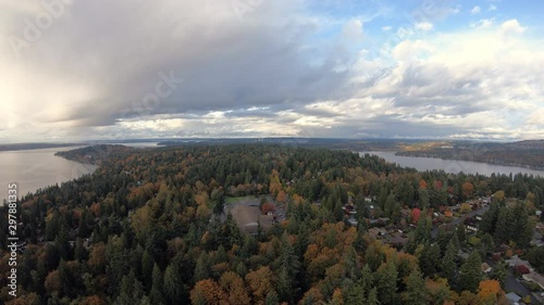 Fly East Above Mercer Island & Lake Washington 4K photo