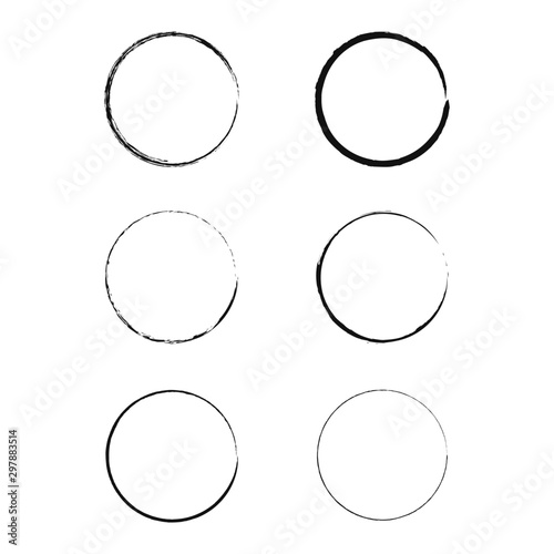 Set of vector grunge circle brush strokes